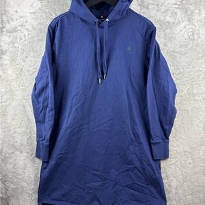 G-STAR RAW Sweatshirt Dress Lash Hem Hooded Blue Womens Large Preppy Utility
